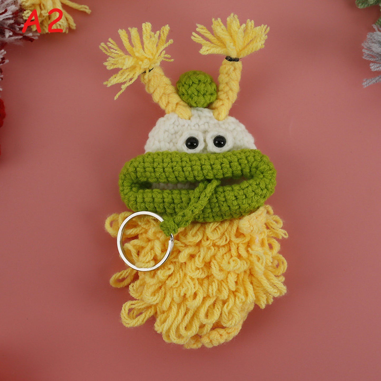 Handmade Knitted Sausage Lips Car Key Cover, Crochet Yarn Key Protector, Cute Big Mouth Girl Bag Charm, Handwoven Key Holder, Gift for Her