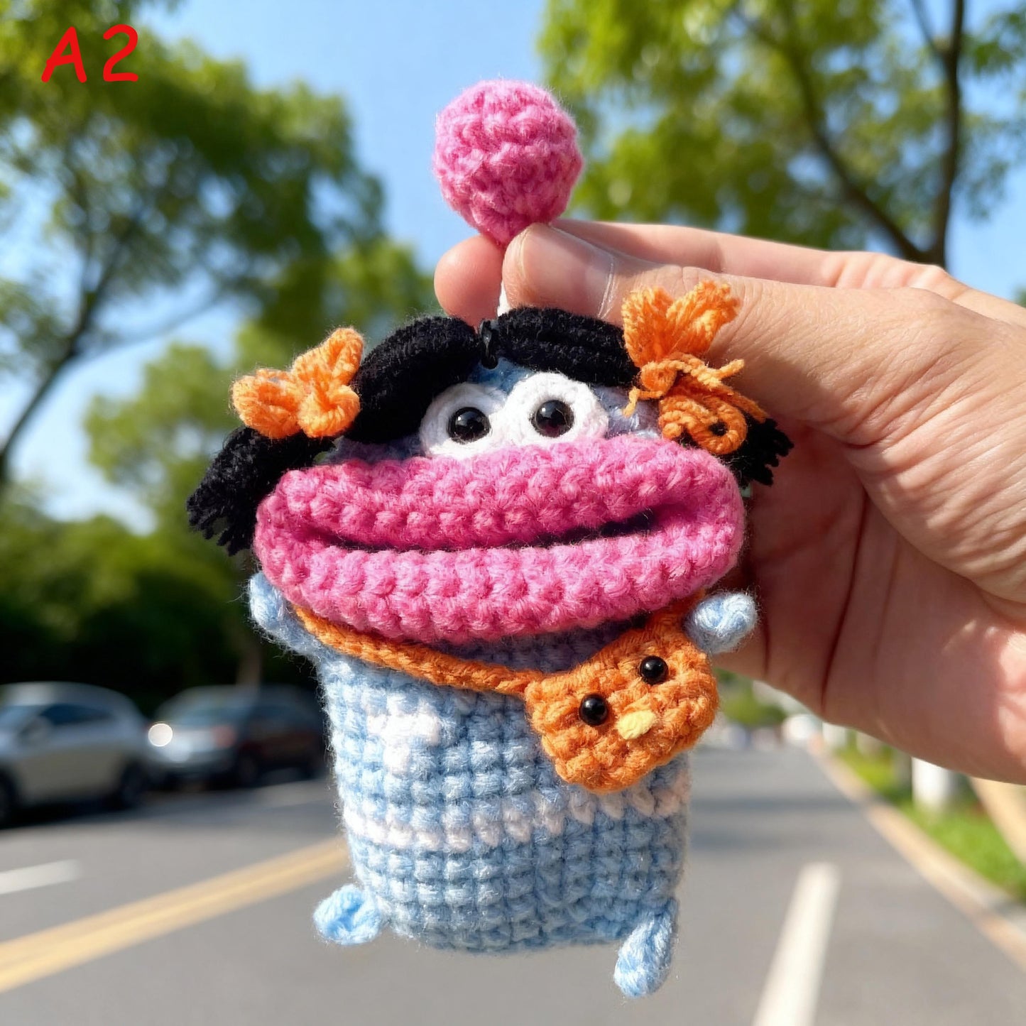 Handmade Crochet Car Key Holder, Funny Sausage Mouth Key Cover, Cute Cartoon Key Pouch, Knitted Car Key Case, Amigurumi Keychain, Bag Charm