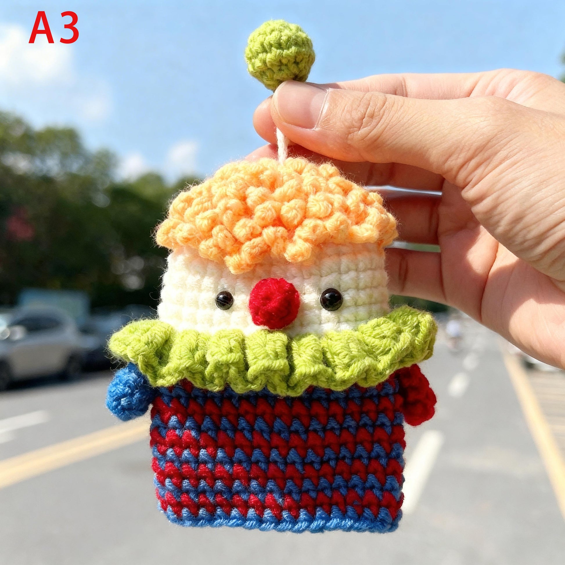 Handmade Crochet Car Key Cover Cute Cartoon Key Holder Bag, Knitted Car Key Case, Funny Sausage Mouth Key Pouch, Kawaii Keychain Bag Charm