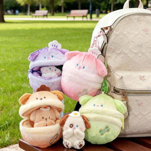 Cute Bunny Plush Keychain, Puppy & Kitty Stuffed Toy Bag Charm, Kawaii Animal Plush Key Ring, Backpack Pendant Set, Cute Plush Doll Keychain