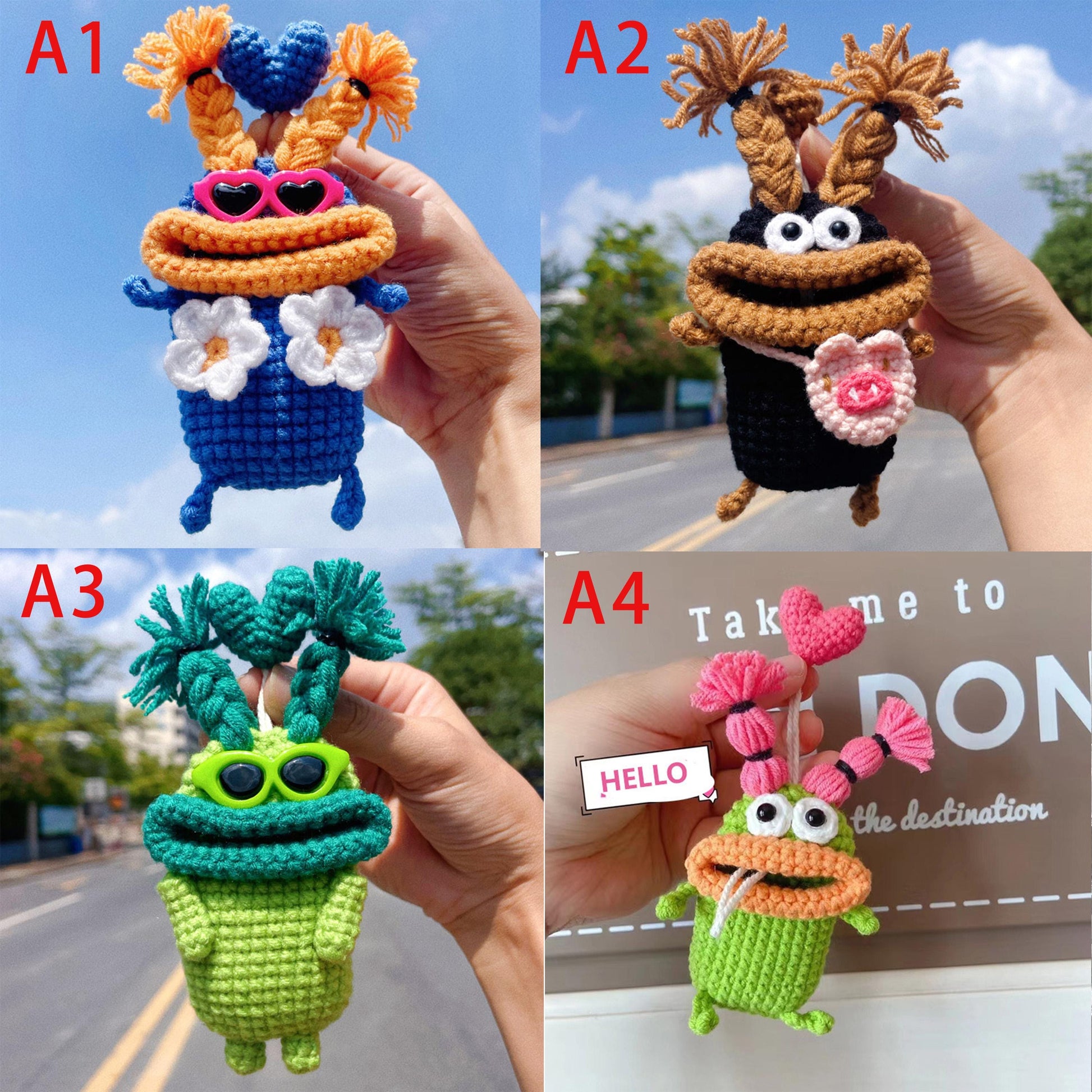 Handmade Crochet Key Cover, Kawaii Amigurumi Keychain, Cute Ugly Bag Charm, Funny Sausage Lips Key Protector, Novelty Gift for Her Him