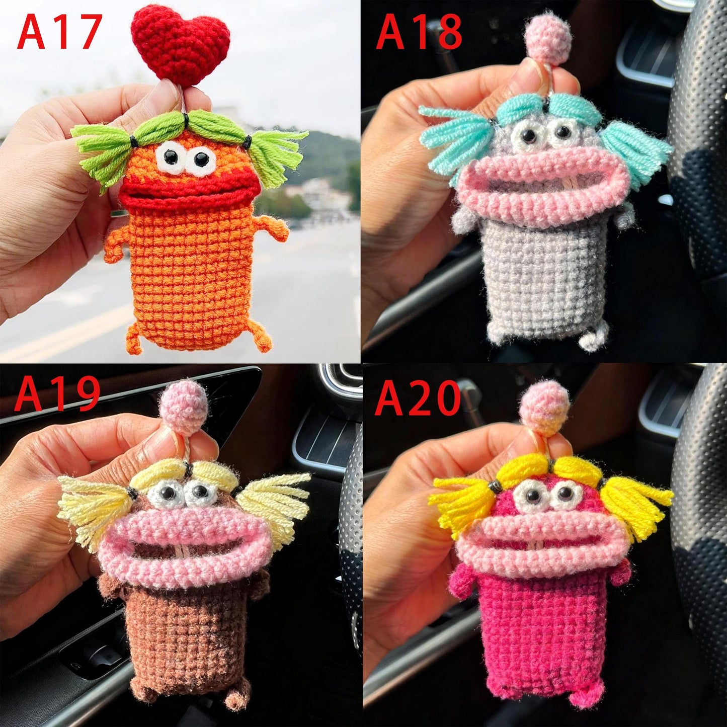 Handmade Crochet Key Cover, Kawaii Amigurumi Keychain, Cute Ugly Bag Charm, Funny Sausage Lips Key Protector, Novelty Gift for Her Him