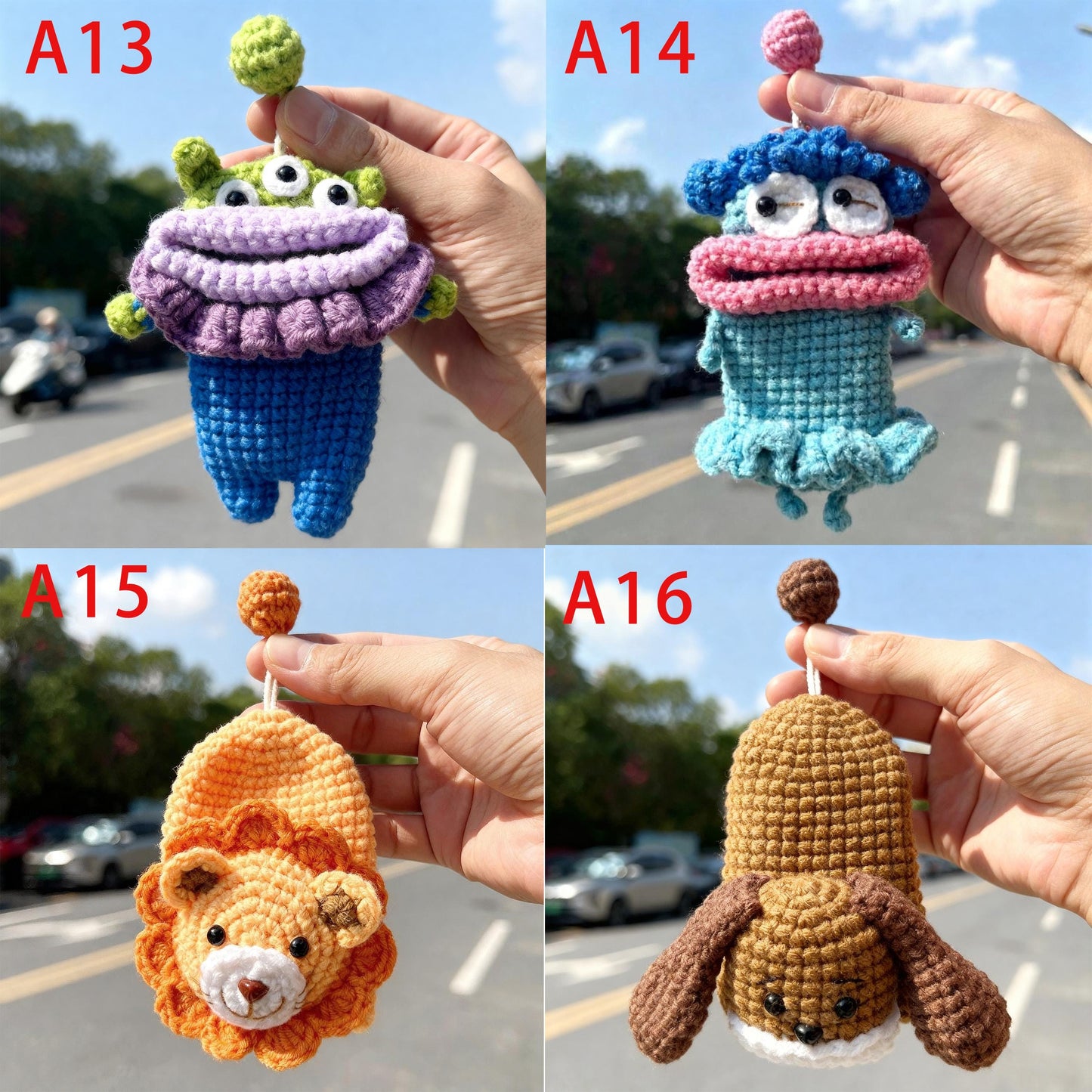 Handmade Crochet Key Cover, Kawaii Amigurumi Keychain, Cute Ugly Bag Charm, Funny Sausage Lips Key Protector, Novelty Gift for Her Him