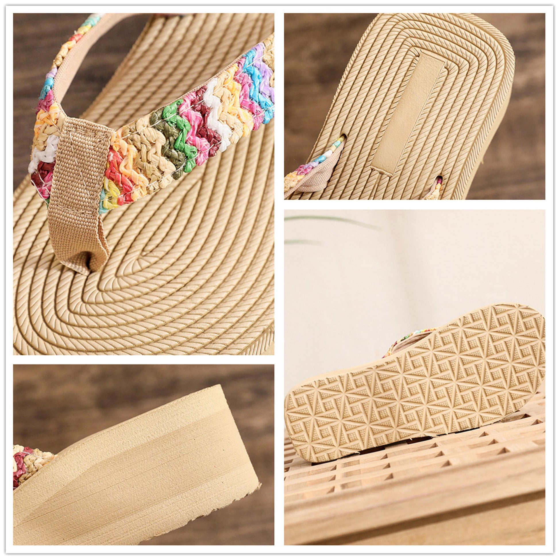 Handmade Crochet Raffia Platform Flip Flops, Daisy Wedge Sandals for Women, Boho Beach Slippers, Summer Travel Straw Slides, Outdoor Sandals