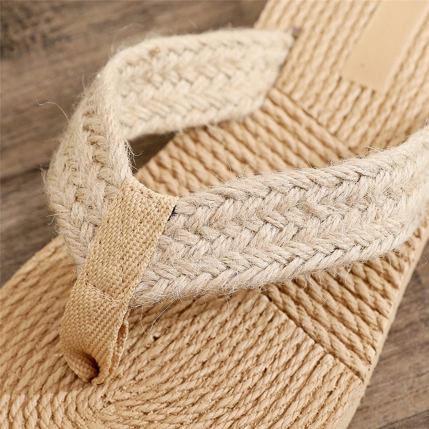 Handwoven Linen Flip Flops, Straw Style Sandals, Boho Beach Slippers, Summer Thong Sandals, Lightweight Casual Woven Slides for Women